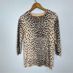 J Crew Womens Animal Print Long Sleeve Knit Top Size Small
